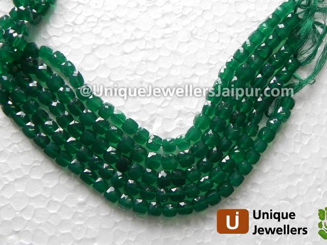 Green Onyx Faceted Cube Beads